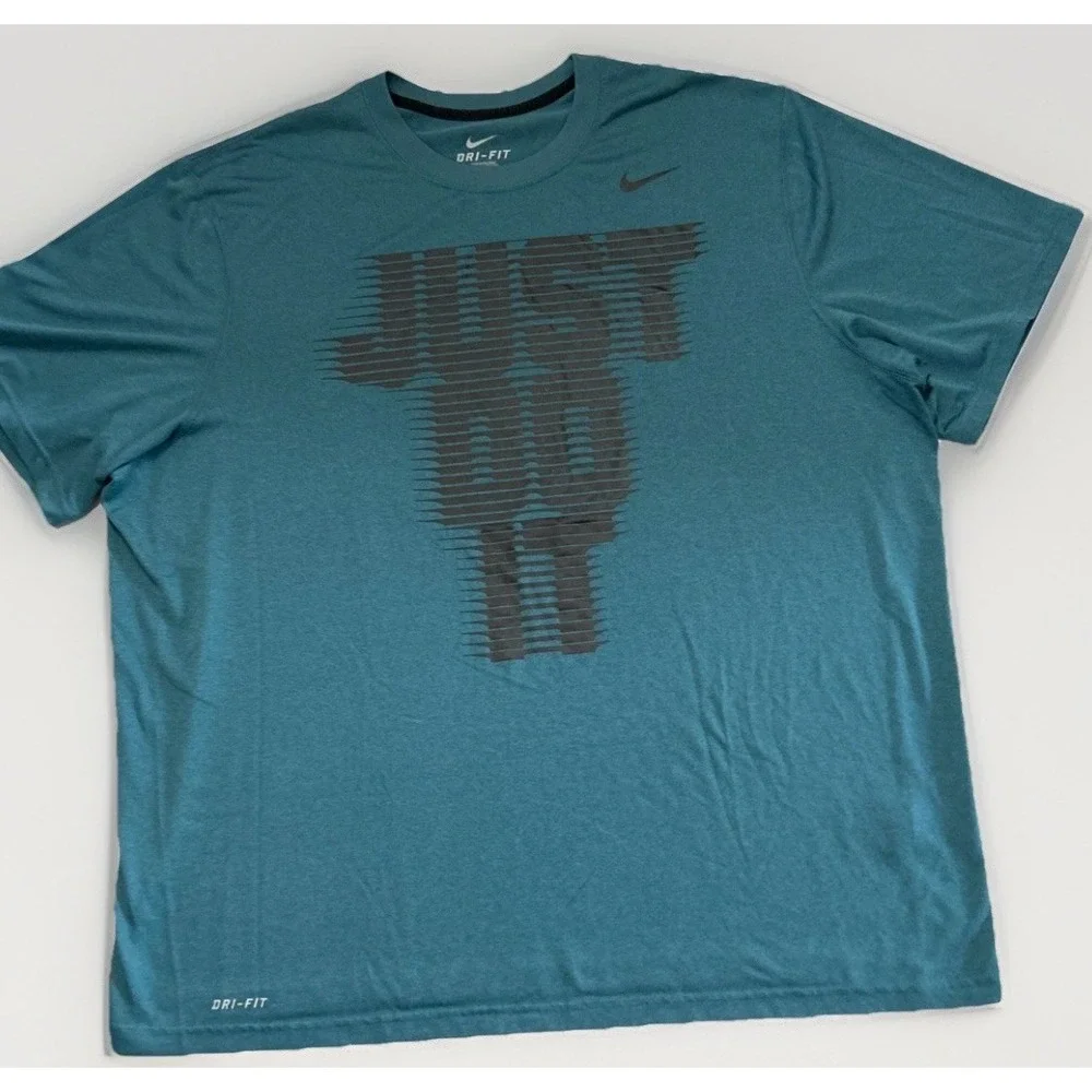 The Nike Tee Just Do It‎ XXL T-Shirt W/ Big & Bold Graphic Blue Green 588561